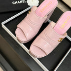 Chanel 2026 Runway Platform High-Heeled 12.5cm Sandals Pink in Cowhide 673057