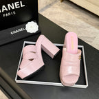 Chanel 2026 Runway Platform High-Heeled 12.5cm Sandals Pink in Cowhide 673057