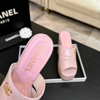 Chanel 2026 Runway Platform High-Heeled 12.5cm Sandals Pink in Cowhide 673057