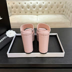Chanel 2026 Runway Platform High-Heeled 12.5cm Sandals Pink in Cowhide 673057