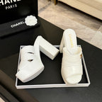 Chanel 2026 Runway Platform High-Heeled 12.5cm Sandals White in Cowhide 673056
