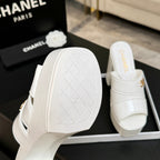 Chanel 2026 Runway Platform High-Heeled 12.5cm Sandals White in Cowhide 673056