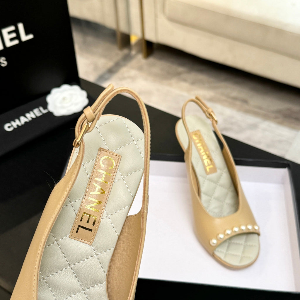 Chanel 26A Slingback Beige in Lambskin 672993