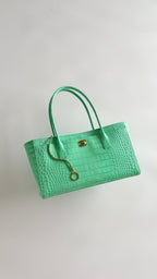 CC 26S Cerf Classic Commuter Tote Bag in Mint Green Crocodile-Embossed Calfskin (made - to - order)
