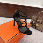 HM 26ss High Heels Sandals 10.5 Black Suede 686017
