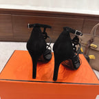 HM 26ss High Heels Sandals 10.5 Black Suede 686017