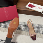 Valentino Garavani Slingback 60 Burgundy Pink in Sheepskin 685894