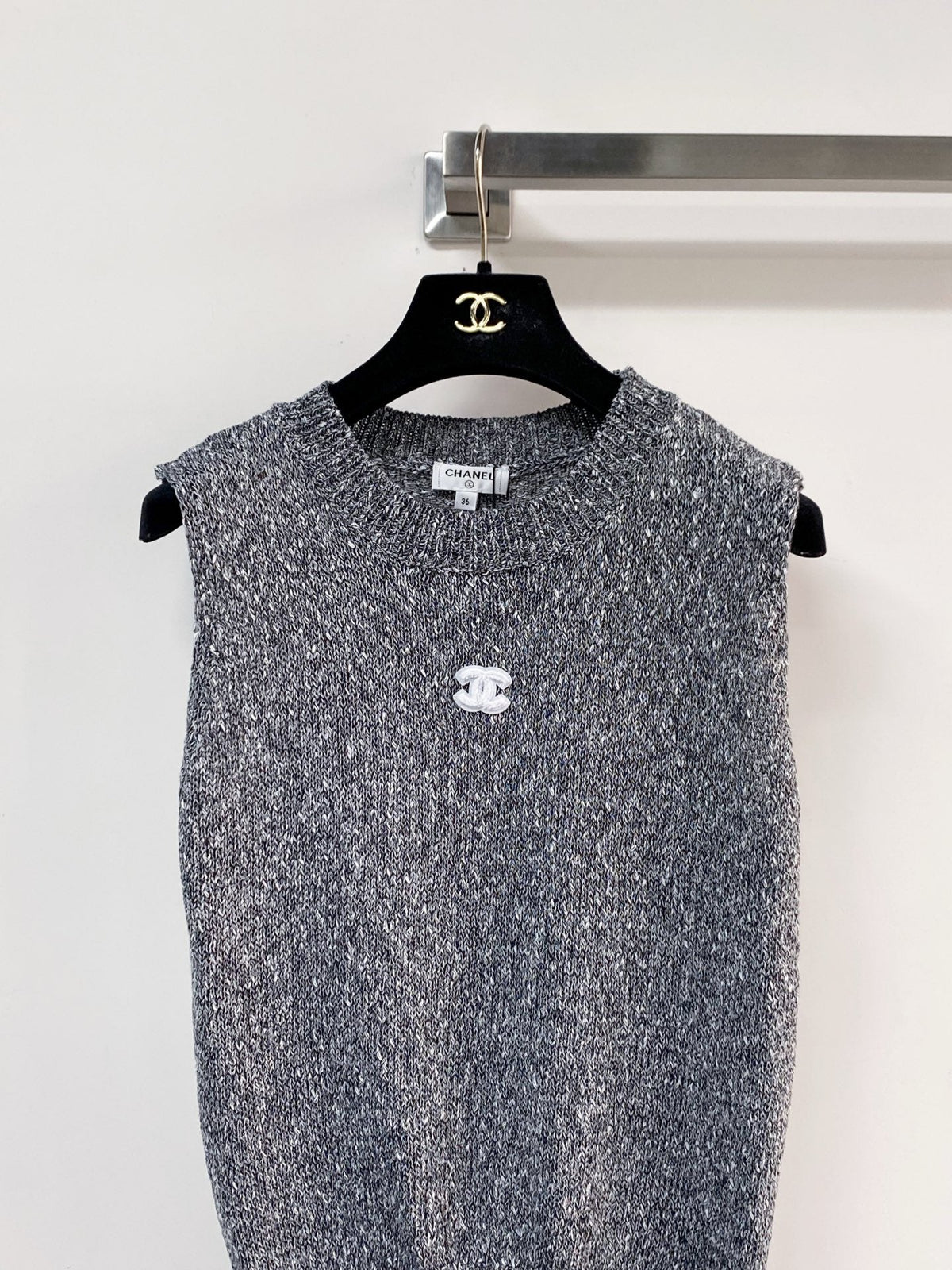 Chanel Vest Gray in Cotton Nitrile 208002
