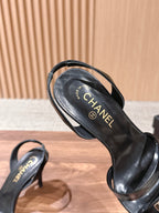 CC 26SS Gold Buckle Strappy High-Heeled 85 Sandals Black in Cowhide 692567