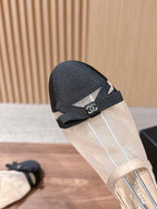 CC 26SS Slingback with Bow Light Beige Black in Mesh 692552