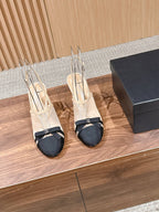CC 26SS Slingback 80 with Bow Light Beige Black in Mesh 692547