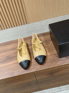 CC 26SS Quilted Mary Jane Beige Black in Calfskin 692541