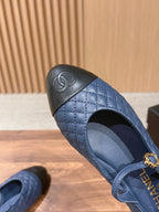 CC 26SS Quilted Mary Jane Blue Black in Calfskin 692540