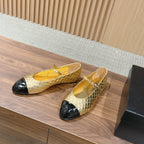 CC 26SS Quilted Mary Jane Gold in Calfskin 692536