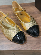 CC 26SS Quilted Mary Jane Gold in Calfskin 692536