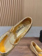 CC 26SS Quilted Mary Jane Gold in Calfskin 692536