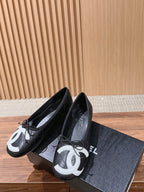 Chanel   Cambon Ballet Flats Black White in Lambskin 692528