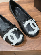 Chanel   Cambon Ballet Flats Black White in Lambskin 692528