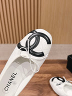Chanel   Cambon Ballet Flats White Black in Lambskin 692527