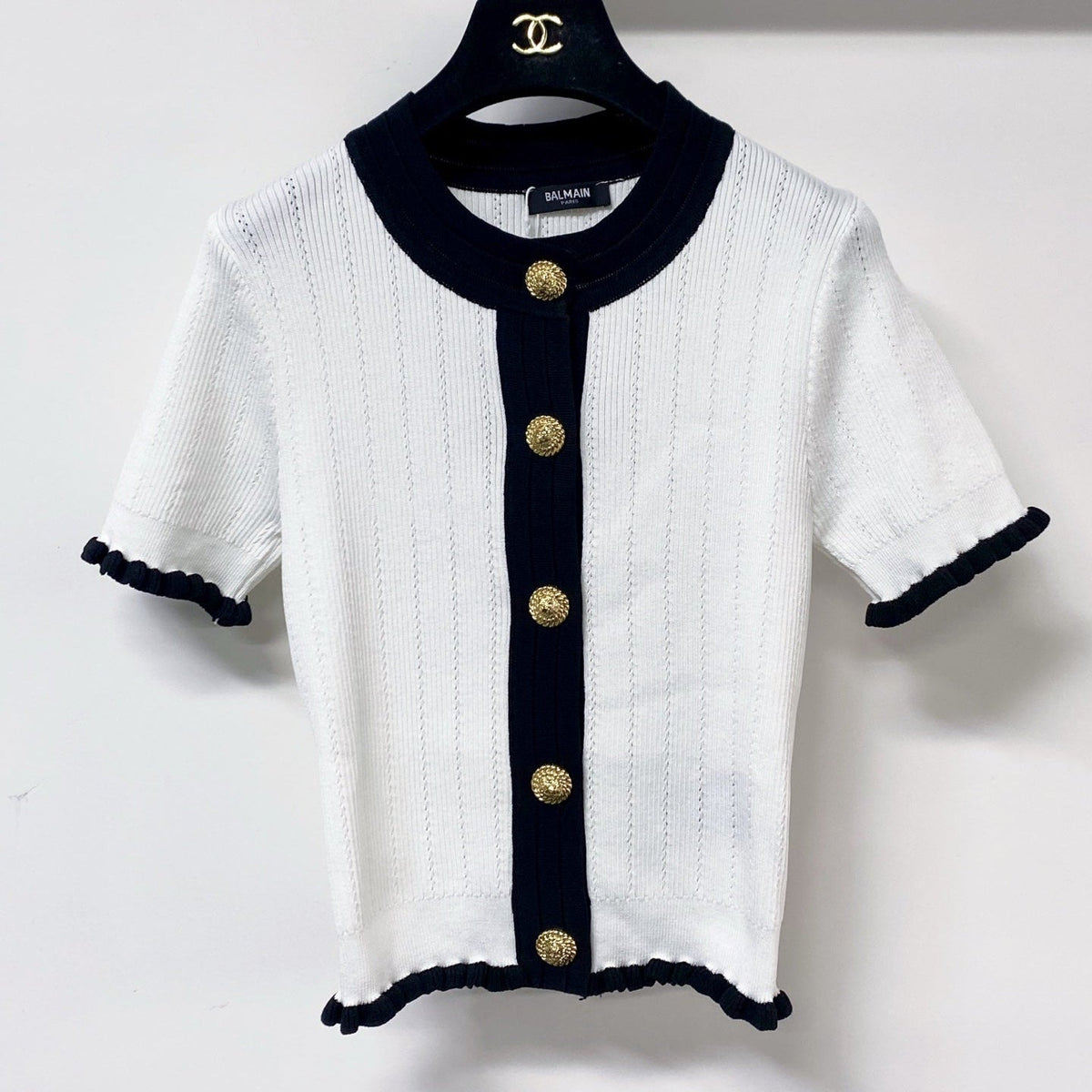 Balmain Cardigan Short-sleeved Shirt White in Polyester 178810