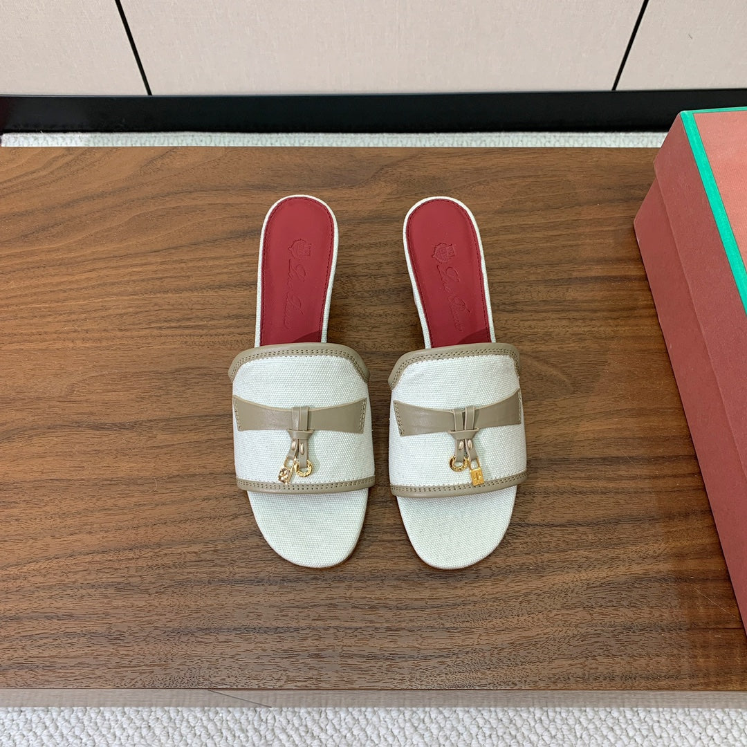 LP Color-blocked Sandals 50 Off-white Taupe in Canvas 703250