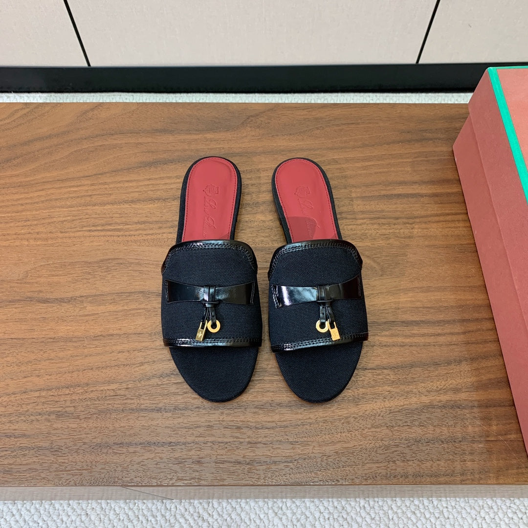 LP Color-blocked Sandals Black in Canvas 703245