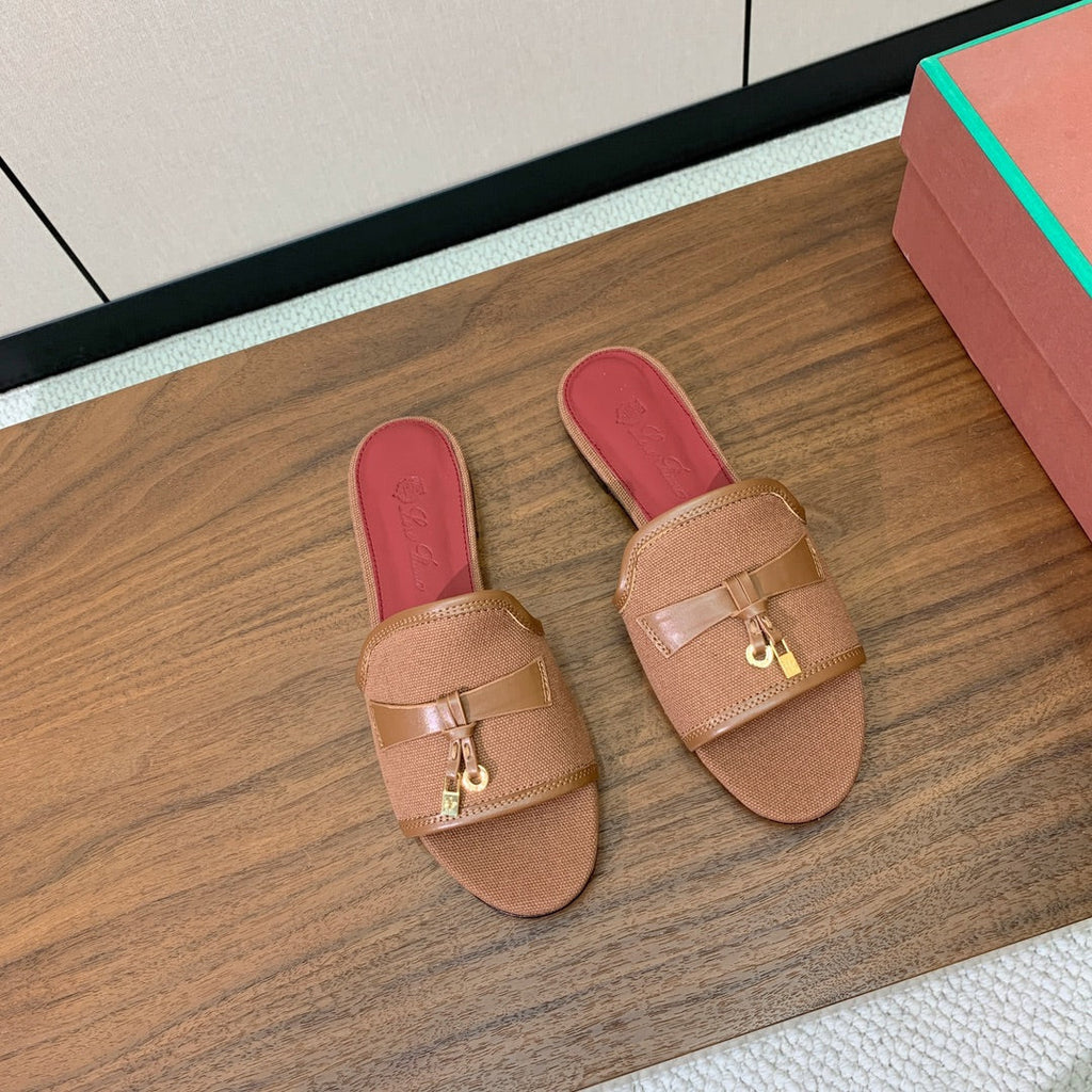 LP Color-blocked Sandals Brown in Canvas 703243