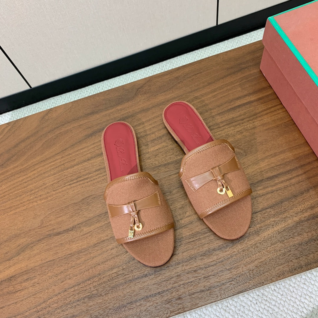 LP Color-blocked Sandals Brown in Canvas 703243