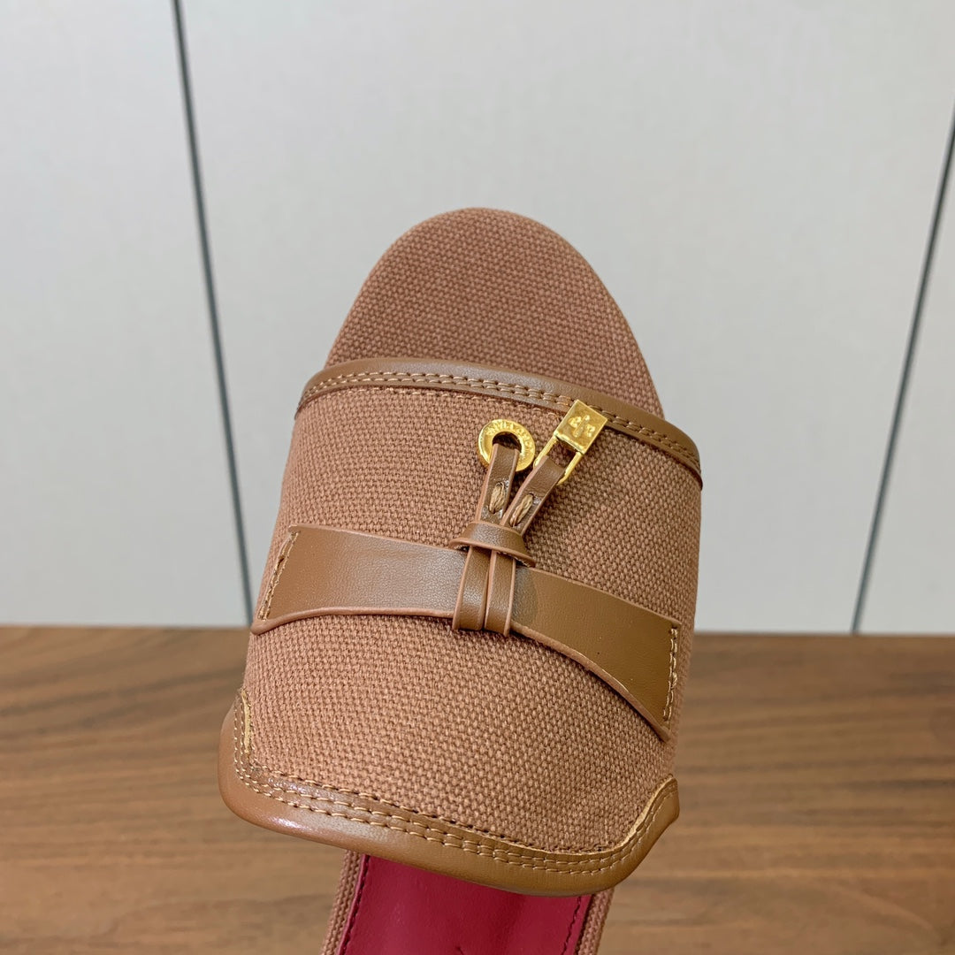LP Color-blocked Sandals Brown in Canvas 703243