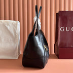 Gucci 26 Mercato Tote Bag 35cm Black Gold in Cowhide 284992