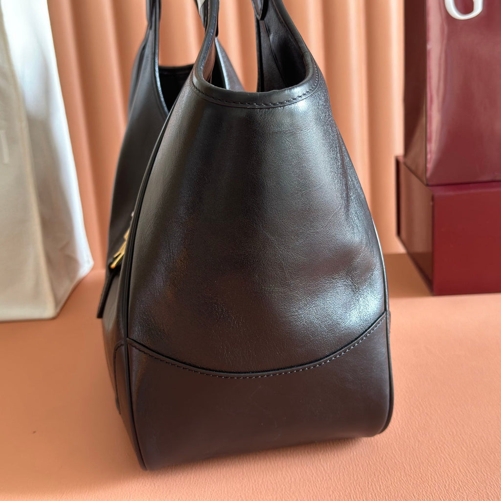 Gucci 26 Mercato Tote Bag 35cm Black Gold in Cowhide 284992