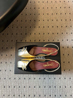 Chanel 26SS Color-Blocked Slingback Gold Black in Lambskin 708083
