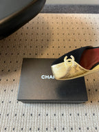 Chanel 26SS Color-Blocked Slingback Gold Black in Lambskin 708083