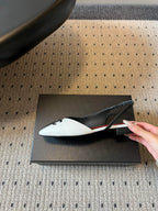 Chanel 26SS Color-Blocked Slingback White Black in Lambskin 708082