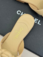 Chanel 26 Camellia Flip-Flops Beige in Cowhide 706387