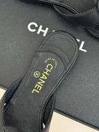 Chanel 26 Camellia Flip-Flops Black in Cowhide 706386