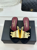 CC 26S Double C Patchwork Sandal 50 Black Gold in Custom leather 706377