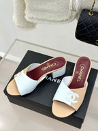 CC 26S Double C Patchwork Sandal 50 Beige White in Cowhide 706375