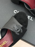 CC 26S Double C Patchwork Sandal 50 Black Gray in Deerskin Cowhide 706374