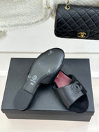 CC 26S Double C Patchwork Sandal Black Gray in Deerskin Cowhide 706372