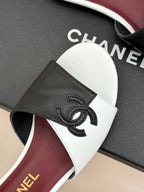 CC 26S Double C Patchwork Sandal White Black in Cowhide 706371