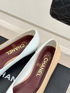 CC 26S Double C Patchwork Ballet Flat Beige White in Cowhide 706368