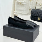 CC 26S Double C Patchwork Ballet Flat Black Gray in Deerskin Cowhide 706367