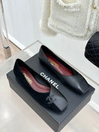 CC 26S Double C Patchwork Ballet Flat Black Gray in Deerskin Cowhide 706367
