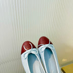 Chanel 2026 Ballet Flat Sky Blue Burgundy Lambskin 714033