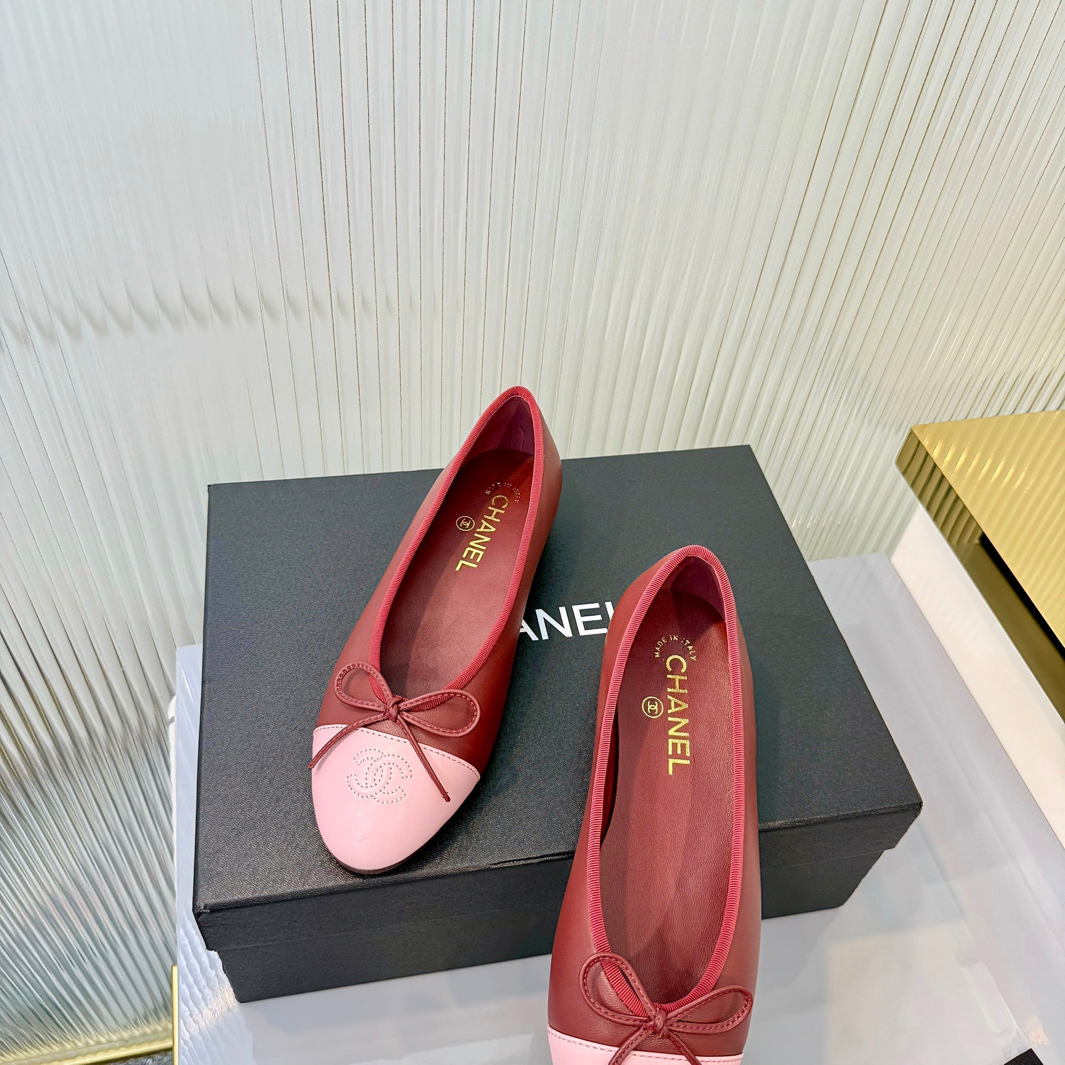 Chanel 2026 Ballet Flat Red Pink Lambskin 714035