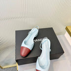 CC 26 Slingback Flat Sky Blue Burgundy Lambskin 714026