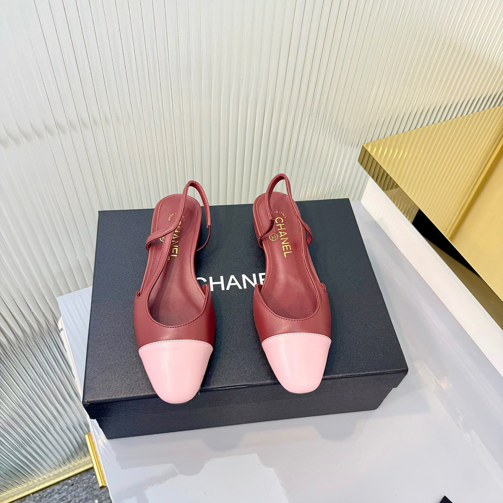 CC 26 Slingback Flat Red Pink Lambskin 714025