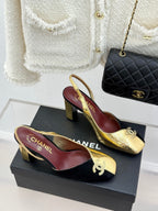 Chanel 26S Slingback 85mm Gold Black in Customized leather 706357
