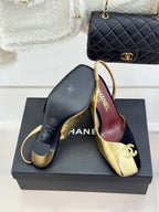 Chanel 26S Slingback 85mm Gold Black in Customized leather 706357